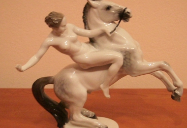 купить фарфор, статуэтка обнаженная, наездница, обнаженная на лошади, амазонка,  Антон Грат (Anton Grath), Розенталь (Rosenthal)